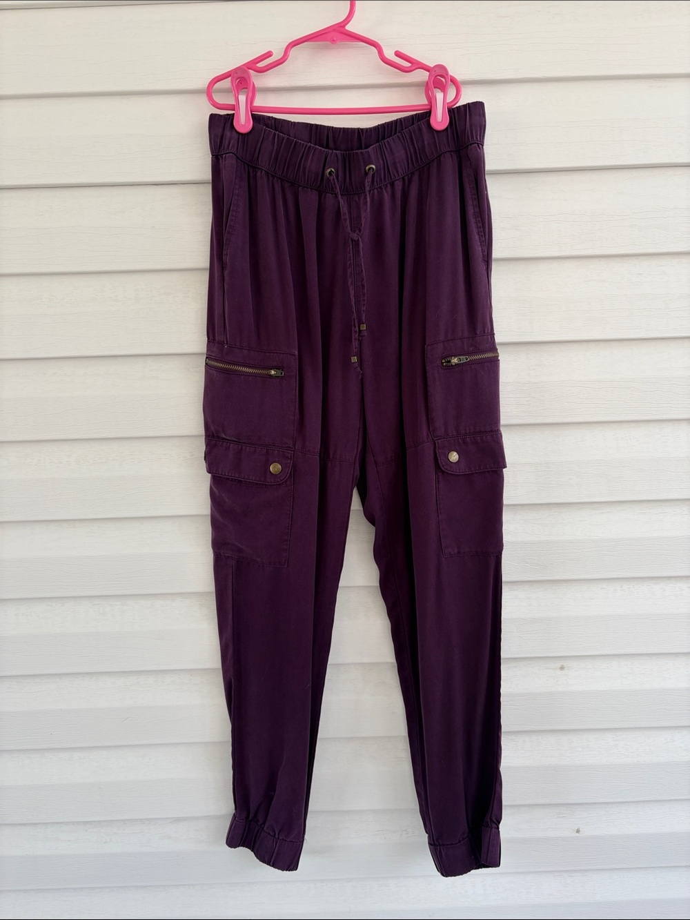 Banana Republic Purple 100% Lyocell Cargo Jogger Pants Women's XS Utility Travel